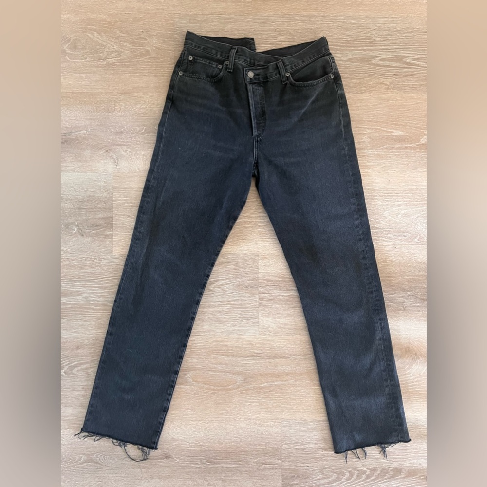Black Agolde Criss Cross Straight Leg